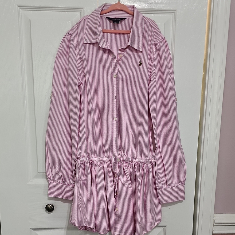 Pink Striped Button-Up Dress